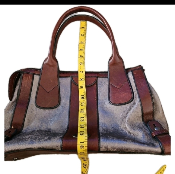 Fossil Long Live Vintage Gray And Brown Crackled Leather Reissue Bag - Picture 9 of 15